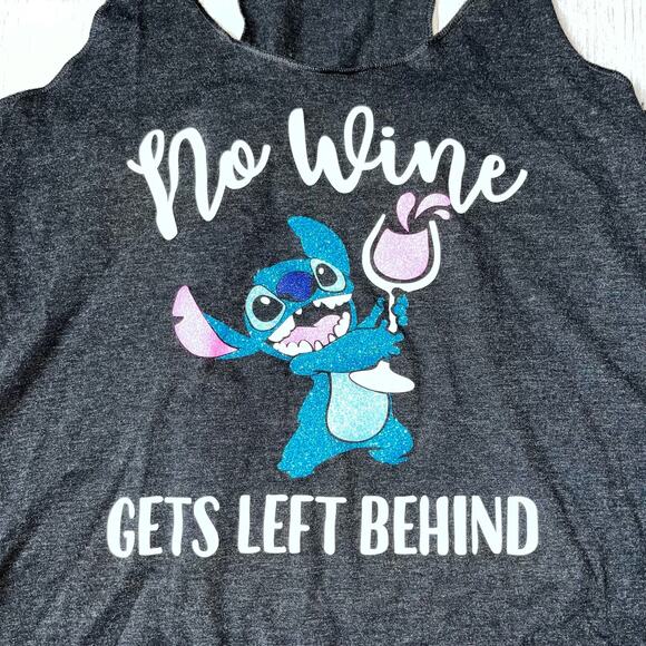 Disney Next Level Apparel Women's MD Stitch "No Wine Gets Left Behind" Tank Top - Picture 2 of 4